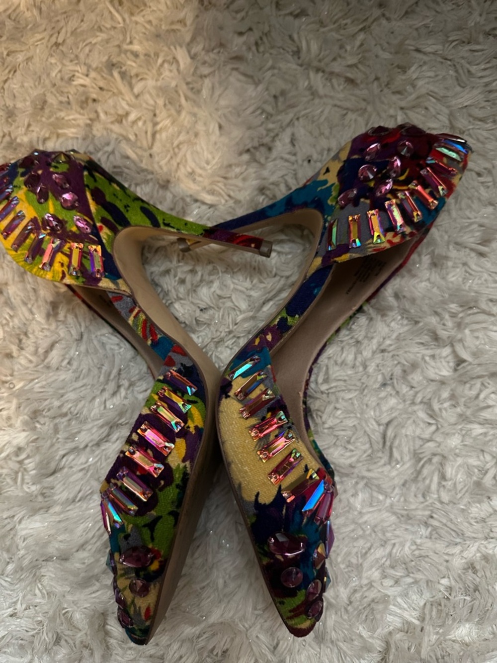 Steve Madden Multicolor Jeweled Pointed-Toe Heels